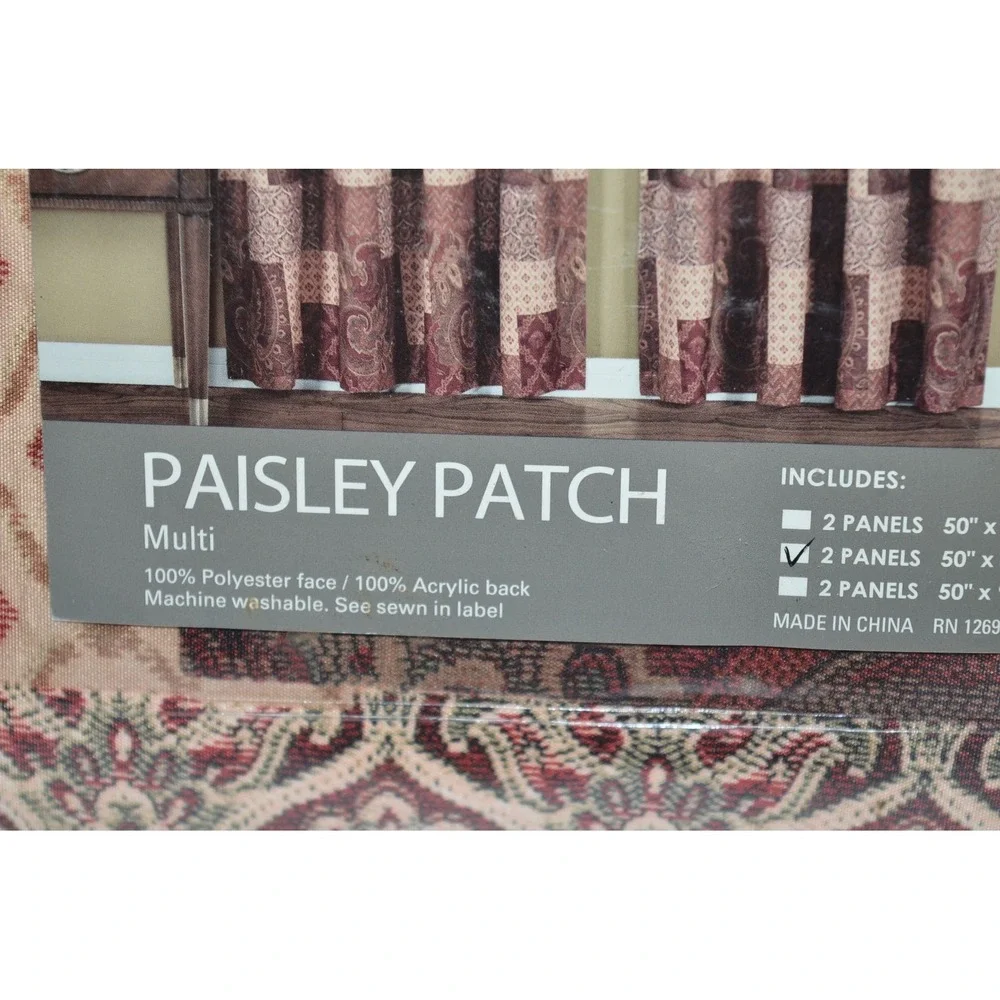 Bedford Manor Paisley patch 50x84 Curtains Panels Polyester One set Vtg